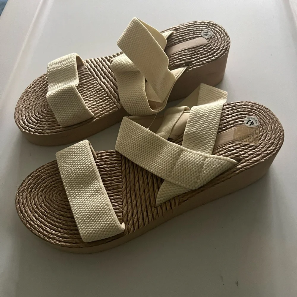 Women's Cream Platform Sandals